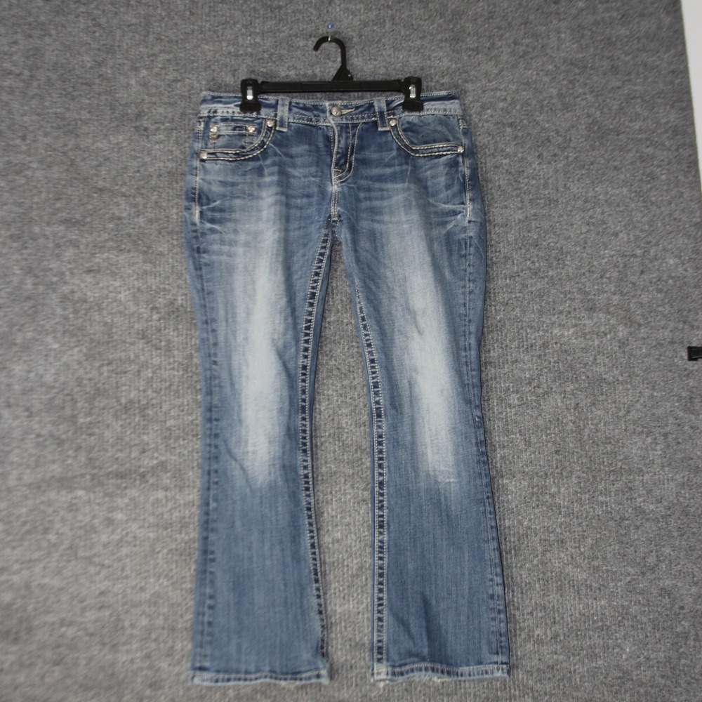 Miss Me Signature Bootcut Jeans Womens 31 Blue Embellished Y2K JW71118D
